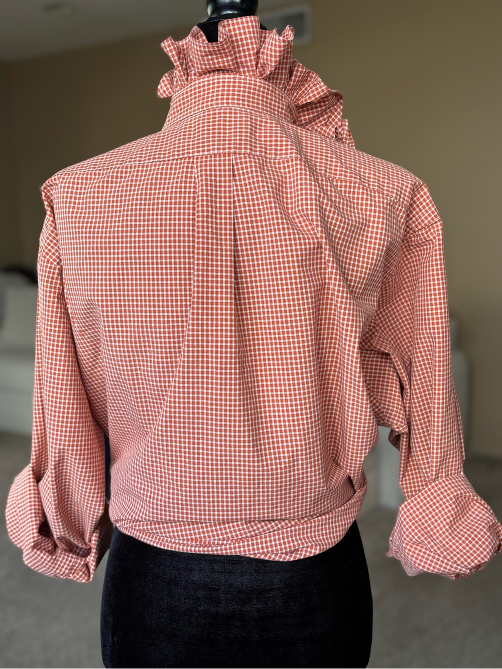 Reworked Ralph Lauren Ruffle Collar Button-Down Size L/XL - Picture 4 of 8